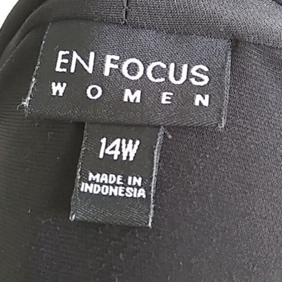 En Focus Short Sleeve Animal Print Dress Attached Black Cardigan Size 14W - Picture 7 of 8